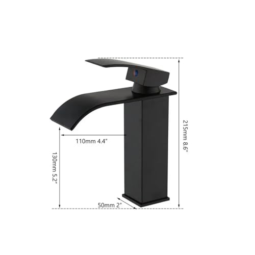 Robinet cascade noir mat en laiton massif pour évier chic