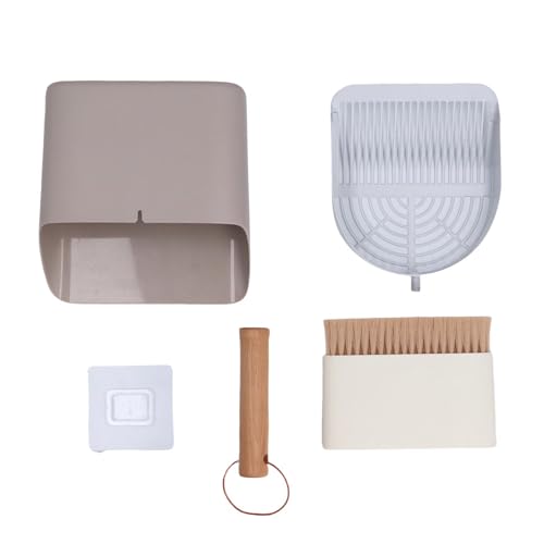 Tnfeeon Cat Litter Scoop with Holder, Stainless Steel Detachable Sifter and Broom Dustpan Set, Wood Handle for Kitty Litter Box Cleaning Box Scooper Shovel