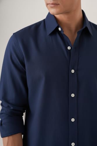 Image of CRYSTAL SKY Men Airy Linen Cotton Shirt Regular Fit Full Sleeves Solid Formal Shirt Stylish Daily Casual Office Wear