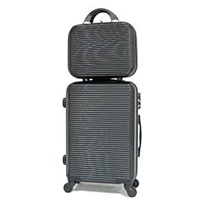 ABS cabinekoffer en beautycase, zwart (5859), Eén maat