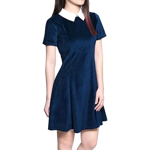 Allegra K Women's Blue Peter Pan Dress Cover