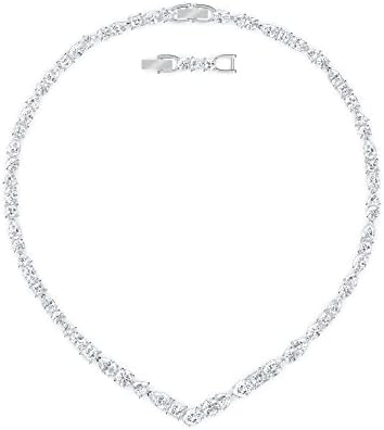 Swarovski Collana a V Tennis Deluxe Mixed, bianco, placcato rodio