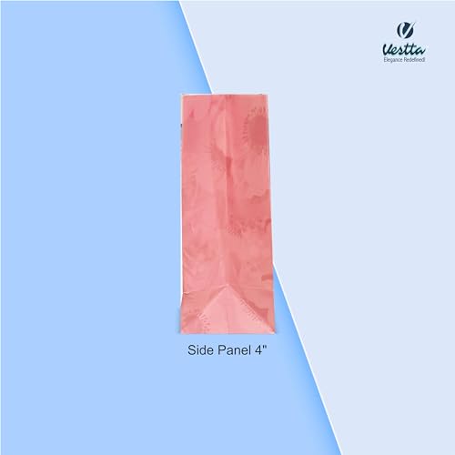 VESTTA -ELEGANCE REDEFINED Paper Gift Bag, Medium, 8 (L) X 4 (B) X 10 (H) Inches, Pink Abstract Floral, Gloss Lamination, Pack Of 10, Weddings, Christmas, Diwali, Birthdays With Gift Tags