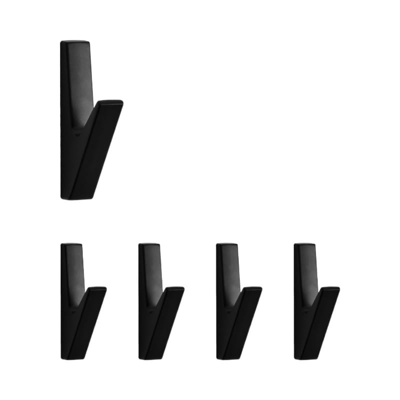 Gancho de Pared for Abrigos, 5 uds., Ganchos Dobles Negros Mate for Entrada, Cocina, baño, Gancho Resistente, Accesorios de baño (Color : 830-BK-5pcs Hooks)