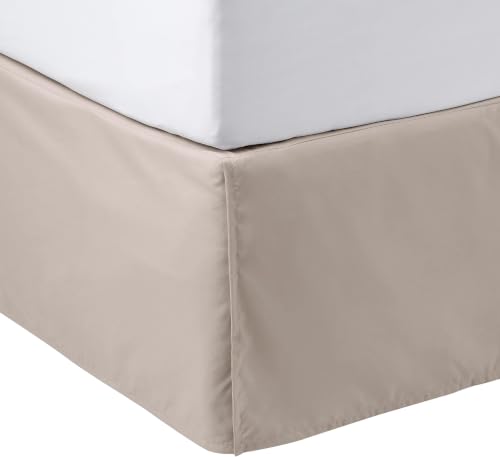 Image of Amazon Basics Lightweight Pleated Bed Skirt, Wrinkle and Fade Resistant, Machine Washable, Queen, Taupe (Pack of 8)
