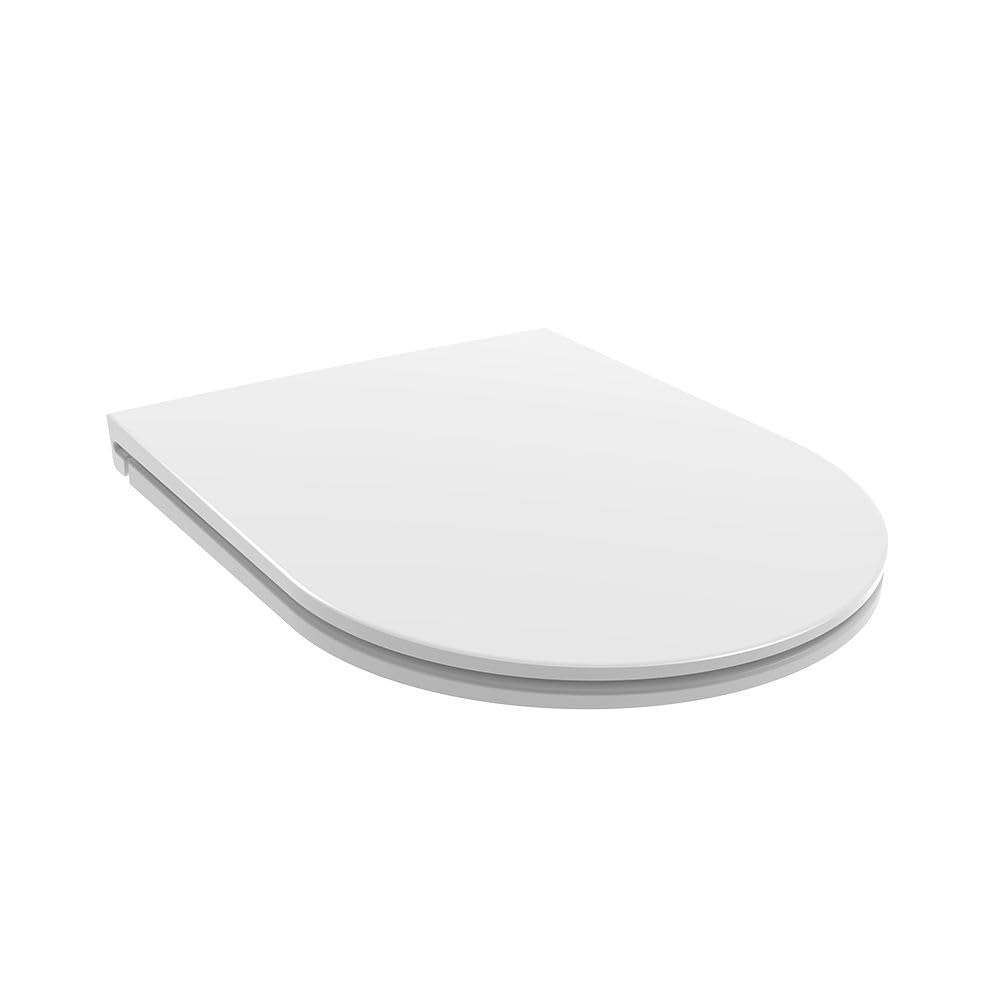 RTS Top Fix Toilet Seat, White Duroplast, Slim D Shape, Soft Close Quick Release, 360x450mm, 240max Hinge