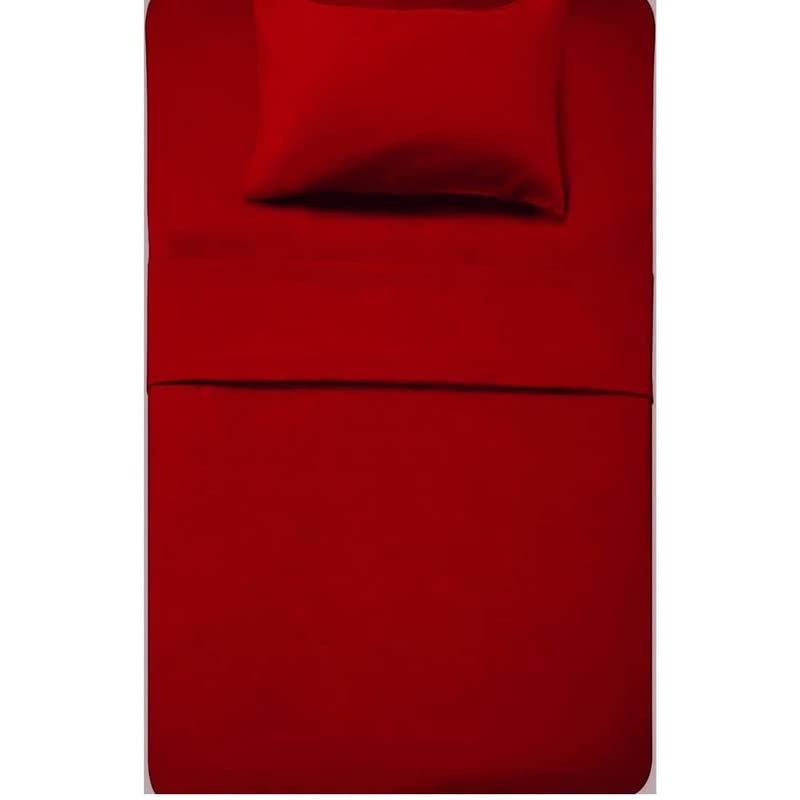 Image of Single Bed Super Solid Plain Bedsheet Cotton Microfiber with 1 Pillow Covers Maroon