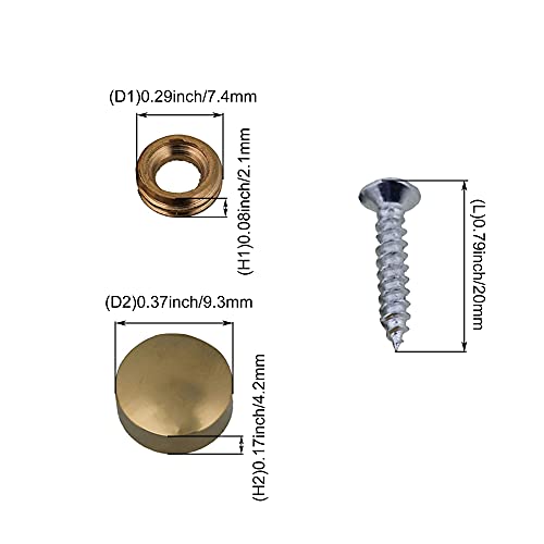 Mxfans 8pcs 9.3mm Decorative Brass Mirror Screw Cap Covers Golden for Mirrors