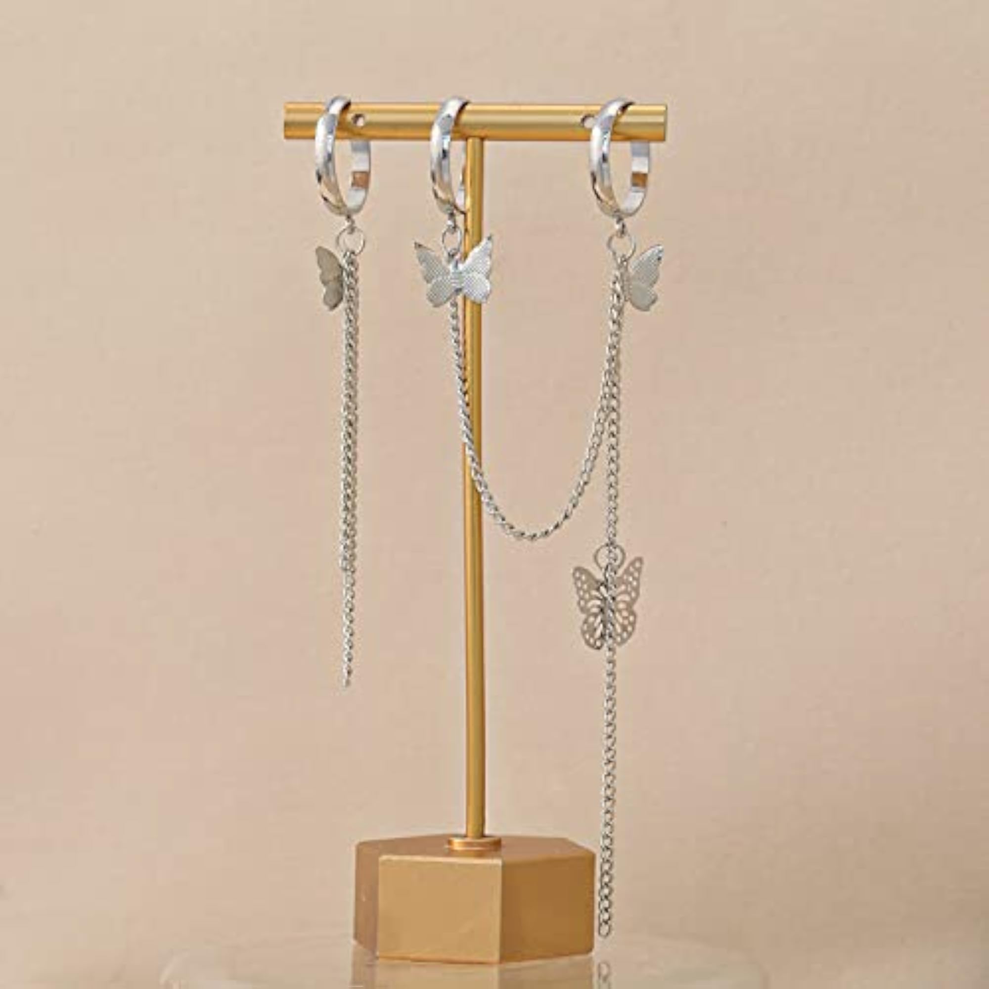 Butterfly Chain Rings Set Plated Toned Inspired