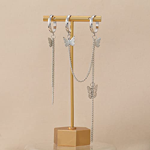 Butterfly Chain Rings Set Plated Toned Inspired