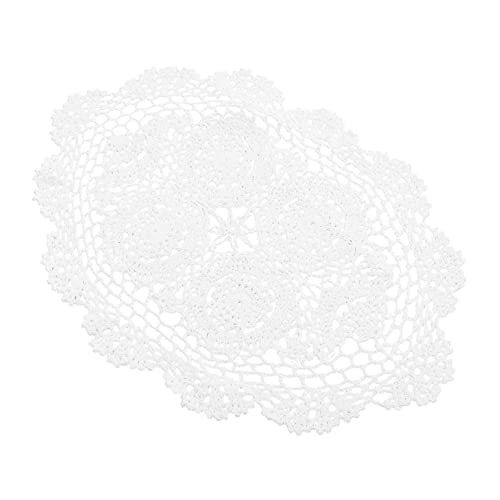 SOIMISS Mantel Individual De Ganchillo De Algodón Blanco Tapete De Mesa Hecho Mano con Encaje Decorativo para Decoración Navideña y Eventos Elegantes