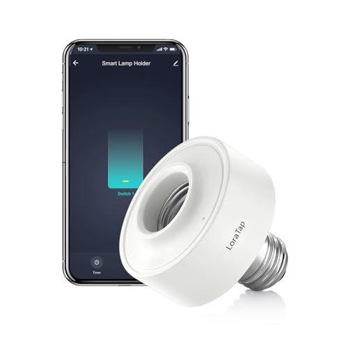 LoraTap Smart WiFi Portalampada E27, Adattatore per LED Lampadina Wireless Timer Funziona con Echo Alexa, Controllo...