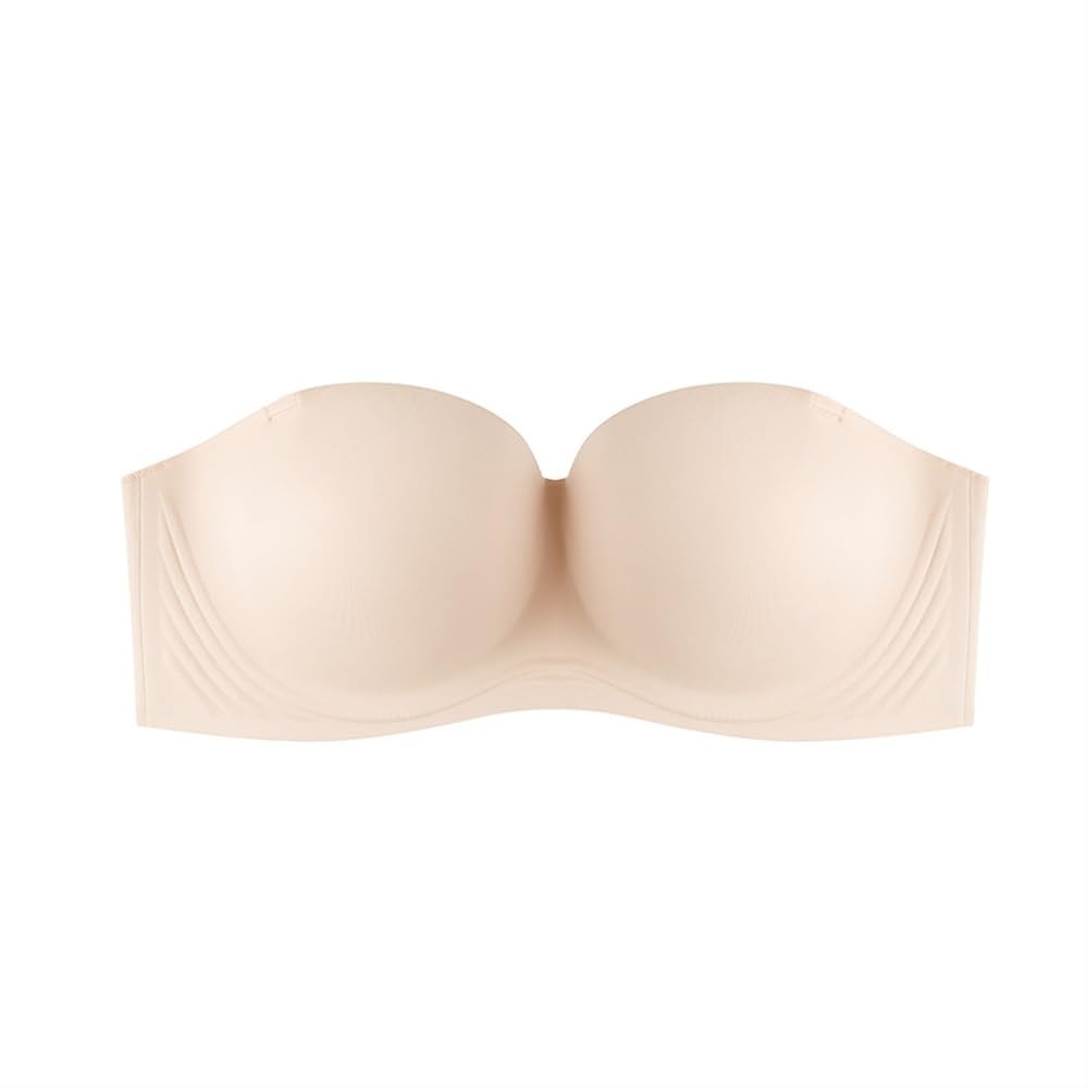 Reggiseno Senza Spalline Taglie Forti Reggiseni Balconcino con Ferretto Reggiseno A Fascia Invisibile Reggiseni con Spalline Convertibili Regolabili(Skin,C_40/90)