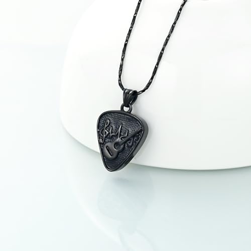 Imrsanl Cremation Jewelry for Ashes Pendant Stainless Steel Music Guitar/Guitar Pick Cremation Keepsake Memorial Urn Necklace for Women Men4