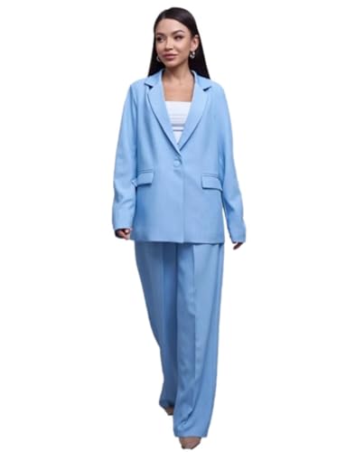Women's Oversized Suit Casual Daily Two Pieces One Button Jacket Wide Leg Pants for Wedding