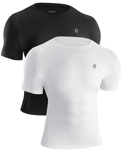 Runhit 2 Pack Compression Shirt for Men Short Sleeve Cool Dry Athletic Workout Shirt Comfortable...