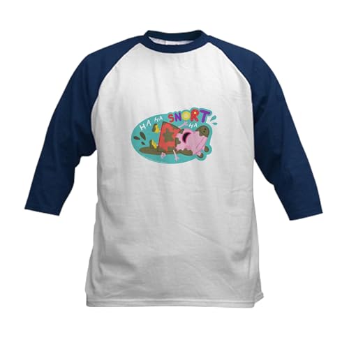 CafePress Peppa Pig Snort Baseball Jersey Kids Cotton Baseball Jersey, 3/4 Raglan Sleeve Shirt Navy/White