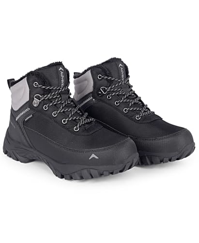 Image of Edge ET 1100 Men's Waterproof Mountain Trekking Boots, Mid-Top, Black, Anti-Slip Grip, Round Toe