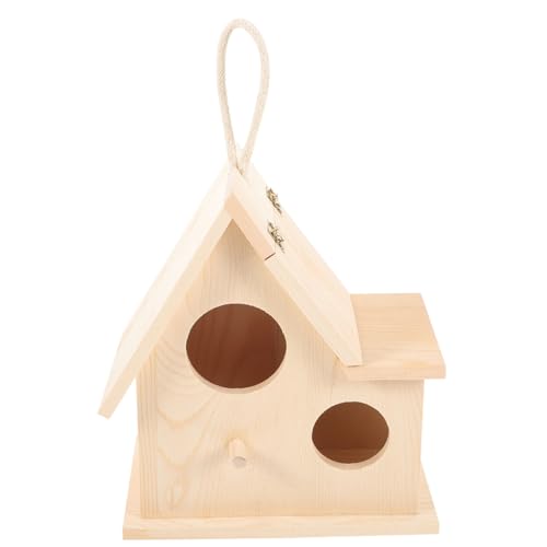 ROMISBABA 箱 固体木製の鳥の巣 用品 小さい ネスティング 生息地 ぶら下がっている鳥の繁殖家 庭の鳥の家 パラキートアクセサリー 窓の鳥の繁殖家 ペットの鳥の巣 木の鳥小屋