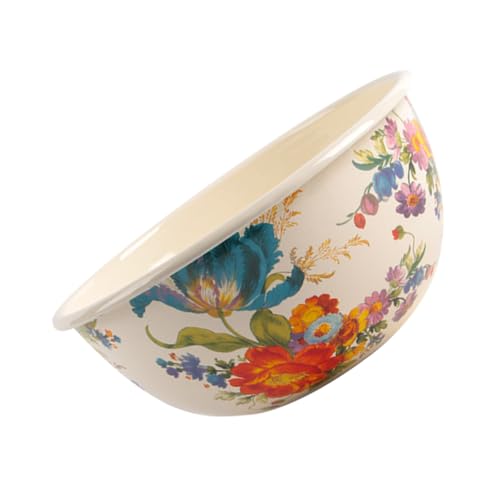 BEBEMOKO Cuenco esmaltado grande para ensalada, fideos con tapa, utensilios de cocina, cuenco de ensalada con olla para servidores, cuencos grandes para sopa, cuenco de ensalada con tapa, utensilios