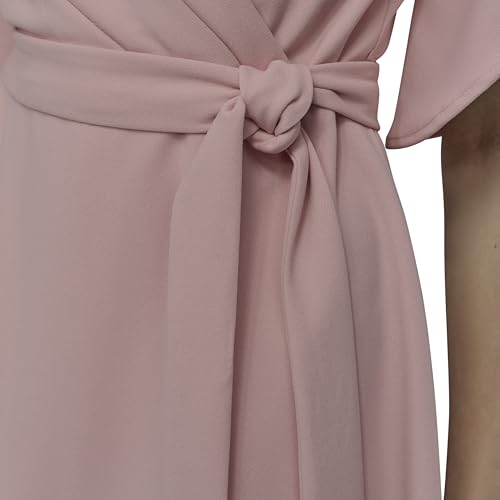 Image of DKNY Women's Tulip Sleeve Scuba Crepe Faux Wrap Dress