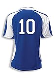 Code Four Athletics Sweeper Soccer Jersey with Number- Size Adult XL - Royal/White