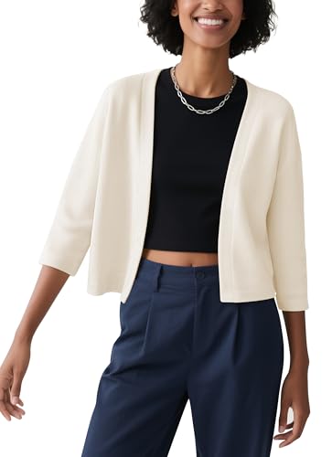 Image of Urban CoCo Women's 3 /4 Sleeve Cropped Cardigan Casual Open Front Cover Up