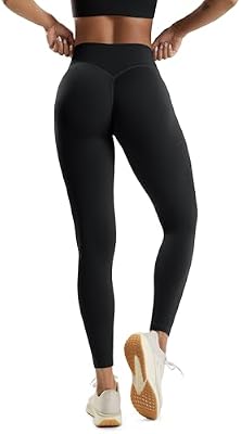 ODODOS Hidden Scrunch Butt Lifting Leggings – 25" No‑Front‑Seam High‑Waist Yoga Pants for Women, Bla...