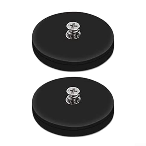 DAZZLEEX Lot de 2 bases magnétiques revêtues de caoutchouc avec filetage mâle M6 et boulons pour outils de maintien robustes, supports de caméra, anti-rayures noir, 4,2 cm, 10 kg pour (D66)