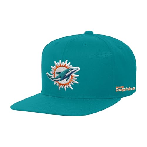 NFL Kids Youth Boys 8-20 Team Color Core Embroidered Primary Logo Adjustable Snapback Hat One Size Fits All - Miami Dolphins - Aqua