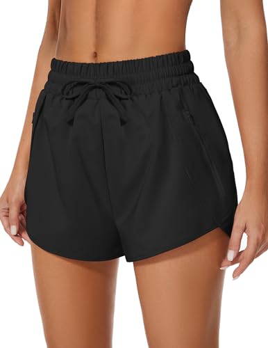 Women's Running Shorts High Waisted Quick Dry Athletic Shorts Sports Workout Gym Track Drawstring Shorts with Pockets