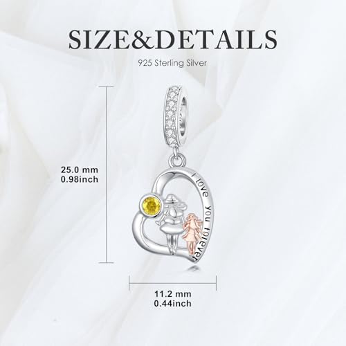 Image of PROESS Father Mother Daughter Charm fit Charms Bracelet Sterling Silver Charms for Bracelets Birthday Valentines Day Gifts for Daughter Mother Lover