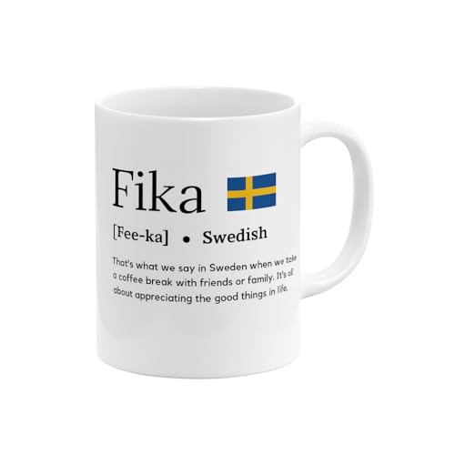 Fika Swedish Mug Definition Coffee Cup, Scandinavian Lifestyle Gift, Swedish Coffee Break Culture Mug, Funny Nordic Word Meaning Cup, Cozy Fika Coffee Lover Gift for Friends Family Appreciation, 11oz
