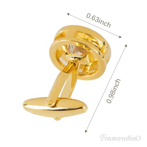 Framendino 2 Pack Mancuernillas Doradas con Cristales miniatura 2
