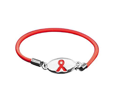 Image of Fundraising For A Cause | Red Ribbon Stretch Bracelets - Red Ribbon Bracelets for HIV, AIDS, Drug Prevention, Heart Disease, DUI Awareness and More - Fundraising & Awareness Bracelets