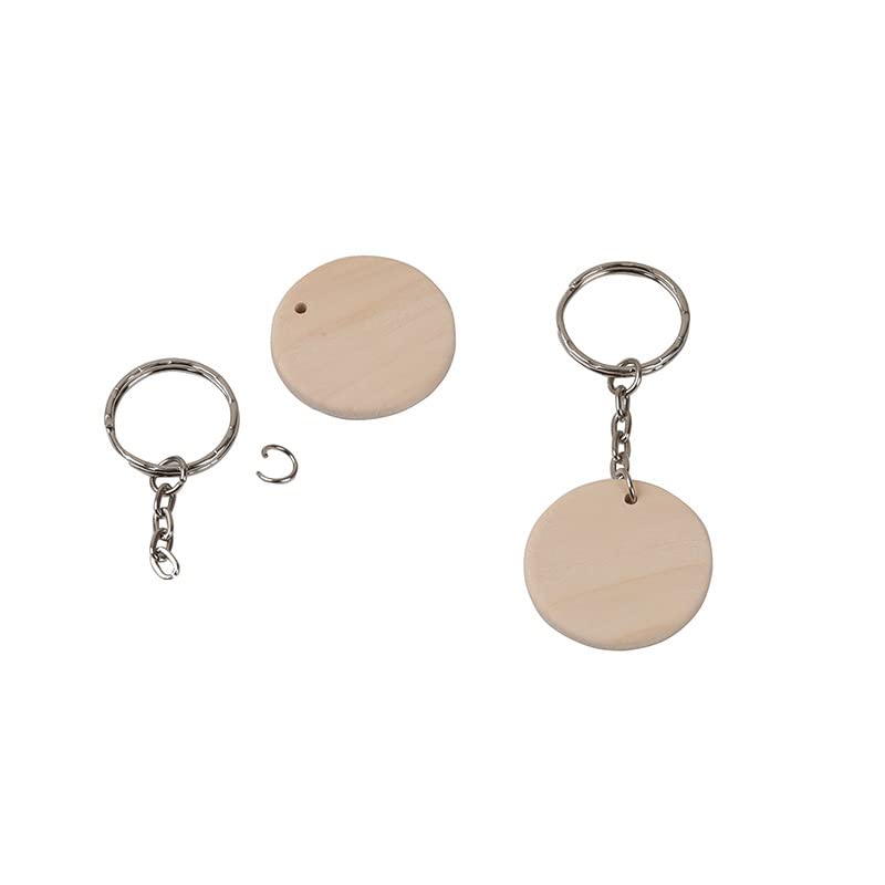 WANGCL 100 pièces disques en Bois Ronds avec Porte-clés étiquettes en Bois avec Rappel de Trou Calendrier d'enregistrement copeaux de Bois Bricolage amélioration de l'habitat
