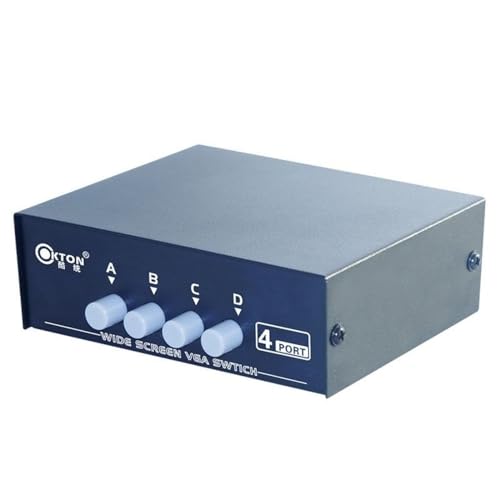 4 Port VGA Manual Switch Box, Female 15 Pins VGA Ports for 4 Computers Share 1 LCD PC TV Monitor