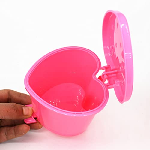 Bote de basura mini con tapa para escritorio color rosa miniatura 6