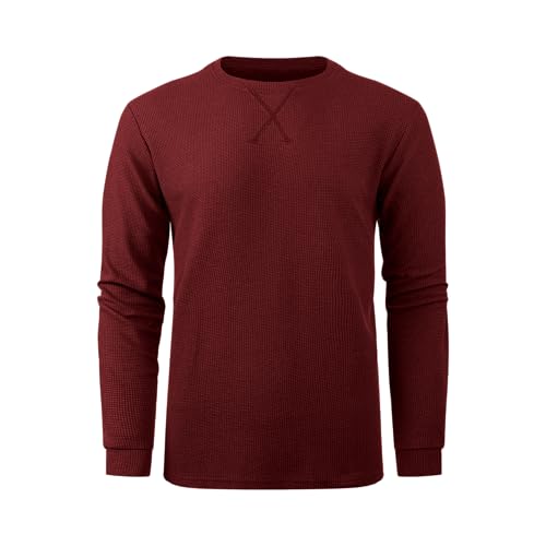 Image of 3 Pack Mens Waffle Shirts Long Sleeve Casual T-Shirt | Lightweight, Regular Fit, Waffle Knit, Crew Neck, Stylish Design, Pullover Top, Work, Daily