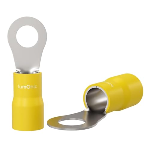 Lumonic 25x capocorda ad anello M5 parzialmente isolato 4-6mm² I capocorda ad anello giallo I set di capocorda, capocorda ad anello M5, capocorda ad anello, capocorda con occhiello