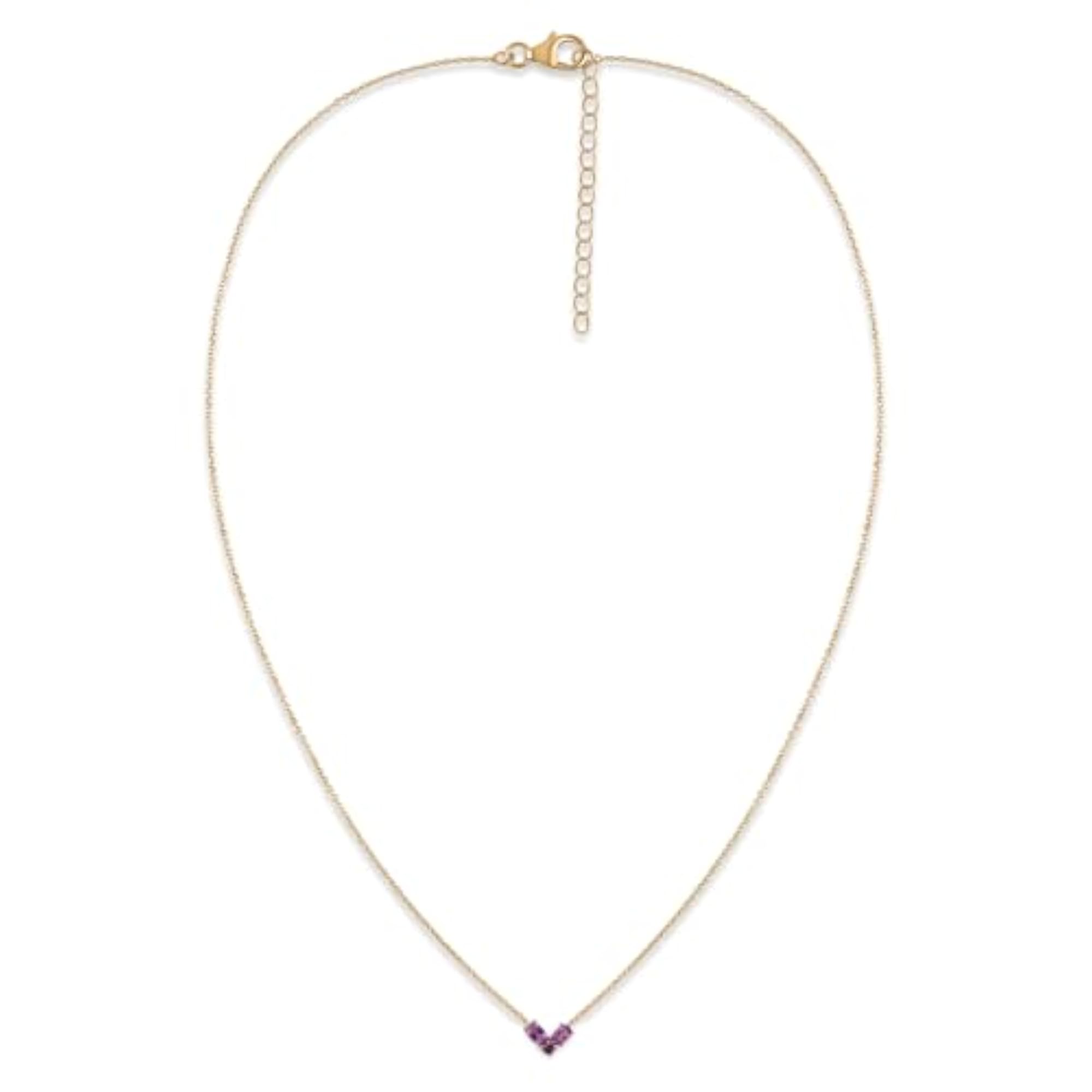 Women's 925 Silver 18K Gold Plated Natural Purple Amethyst Trio Necklace