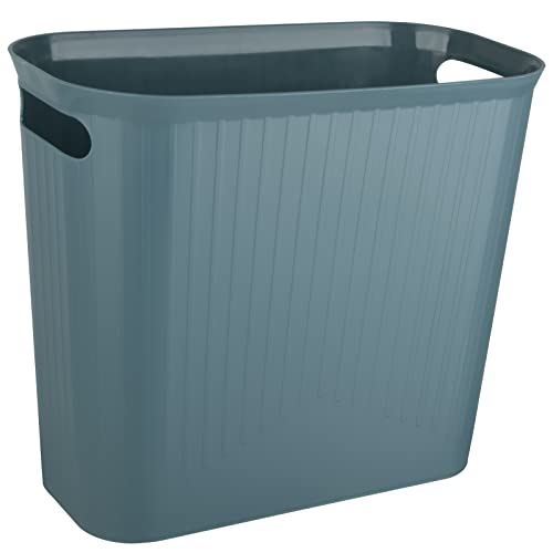 Small Trash Can, 3.5 Gallon Rubbish Can Slim Waste Basket Plastic Trash Bin Container with Handles for Lavatory, Bed room, Dwelling, Workplace, Dorm Room, Kitchen, Rectangular, Teal Blue