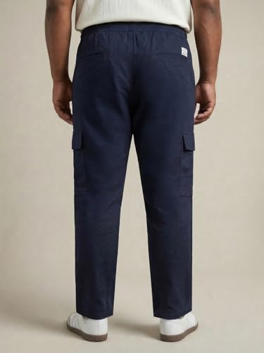 Image of Urbano Plus Men's Straight Fit Linen Cargo Pants with 6 Pockets