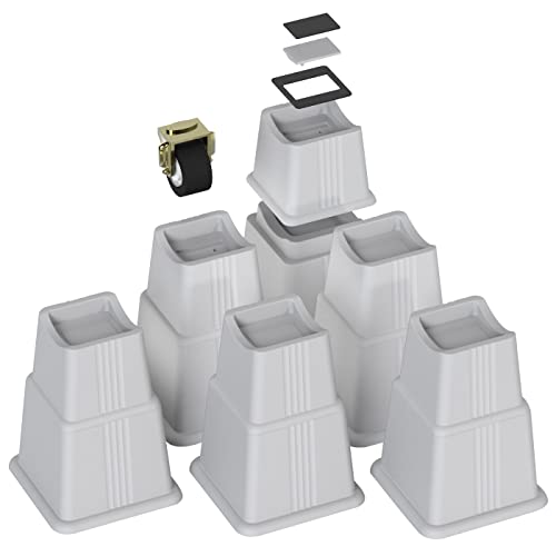 Zton Adjustable Bed Furniture Risers Elevation In Heights 3", 5" Or 8" Heavy Duty Risers For Both Posts And Wheels Of Furniture Sofa Bed Couch Chair Table,Support Up To 3000 Lbs.(12 Pack,Grey) #TOP6