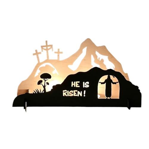 Belén de madera | de madera de escritorio - Juego de belén de Pascua - para casa de campo cristiana, patio, césped, interior, hogar, estantería, mesita de noche, iglesia, familia, adulto y