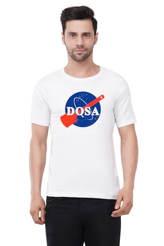 Image of Caseria Men's Cotton Printed T-Shirt -Dosa | 100% Cotton | Half Sleeves | Regular Fit | Printed | Round Neck | Graphic T Shirt
