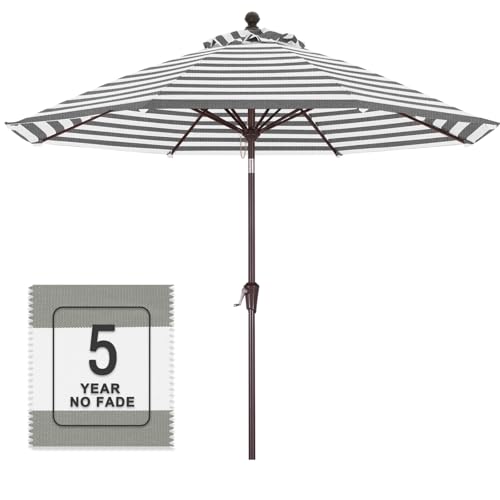 Image of MASTERCANOPY 9ft Olefin 5-Year-Non-Fading Patio Umbrella Light Gray & White