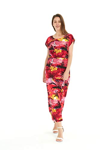 Image of Hawaii Hangover Family Matching Hawaiian Clothes, Sunset Red | Family matching Hawaiian outfits, Sunset Red, lightweight rayon, machine washable, tropical floral print, luaus, cruises
