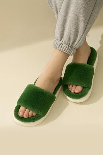 Image of DRUNKEN Slippers For Men Winter Sandals Casual Flats Home Footwear Man Girls Sliders Flip Flops Chappals Ladies Clogs Sleeper Slides Stylish Ortho Soft (Color: Green, Size: 3-4 UK)