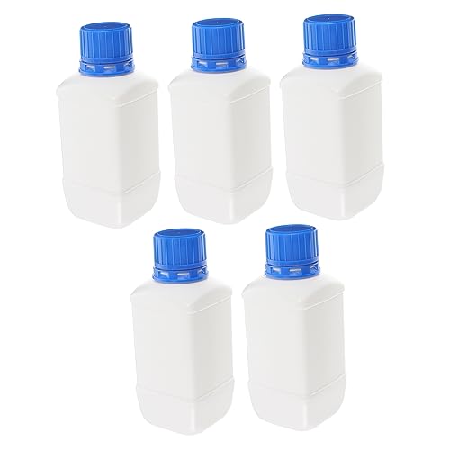 KICHOUSE 5pcs Lab Chemical Reagent Bottles Wide Mouth Square Plastic Bottles Caps for Multi-use
